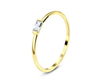 Minimal Styled Crystal CZ Gold Plated Silver Ring NSR-2802-GP